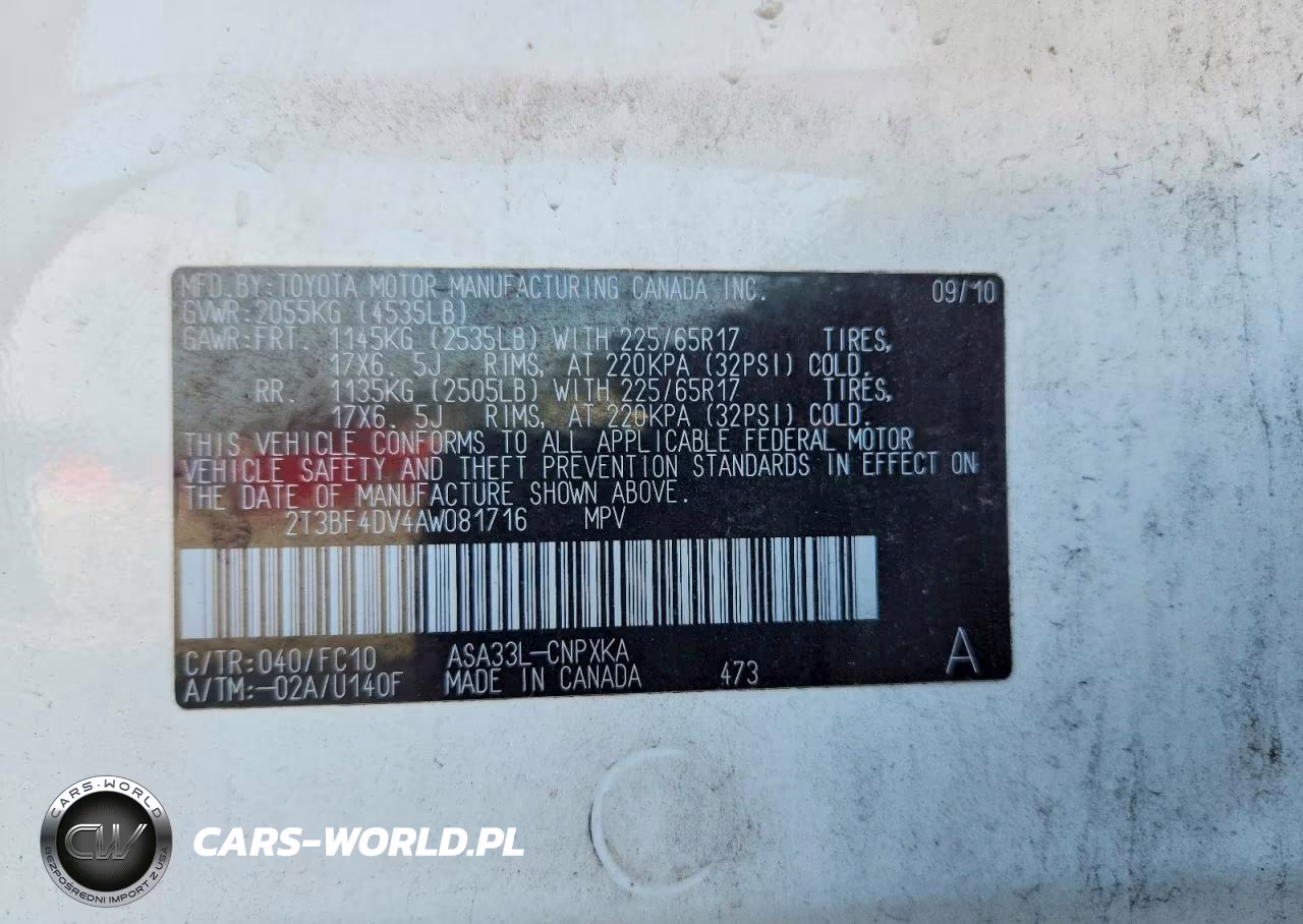 2010 Toyota Rav4 Base VIN:2T3BF4DV4AW081716 - 13