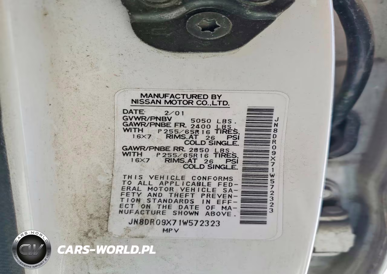 2001 Nissan Pathfinder Se VIN:JN8DR09X71W572323 - 12