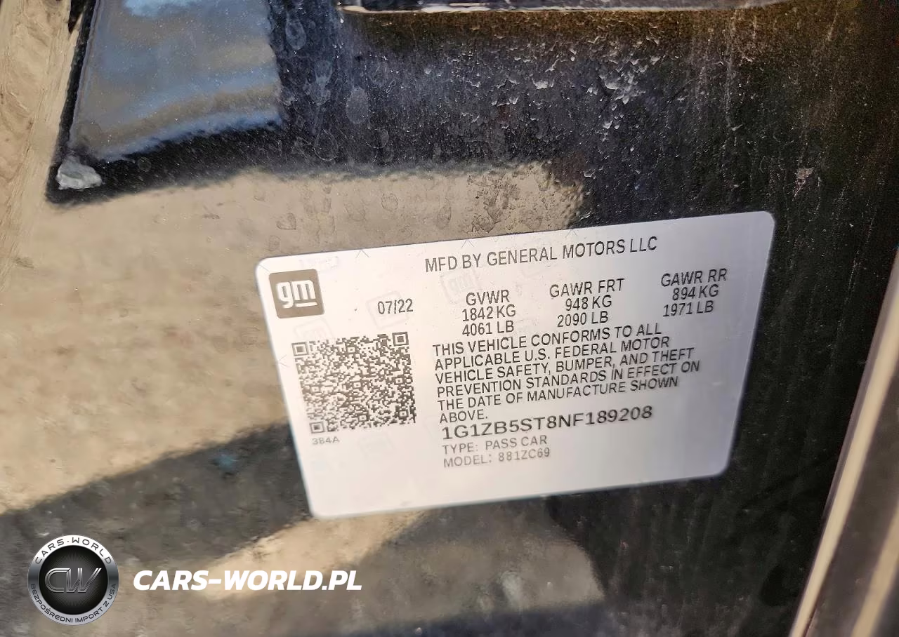 2022 Chevrolet Malibu Ls VIN:1G1ZB5ST8NF189208 - 12