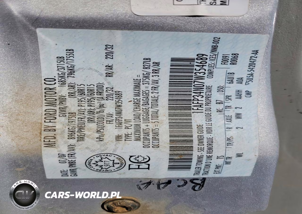 2007 Ford Focus Zx4 VIN:1FAFP34N07W354689 - 12