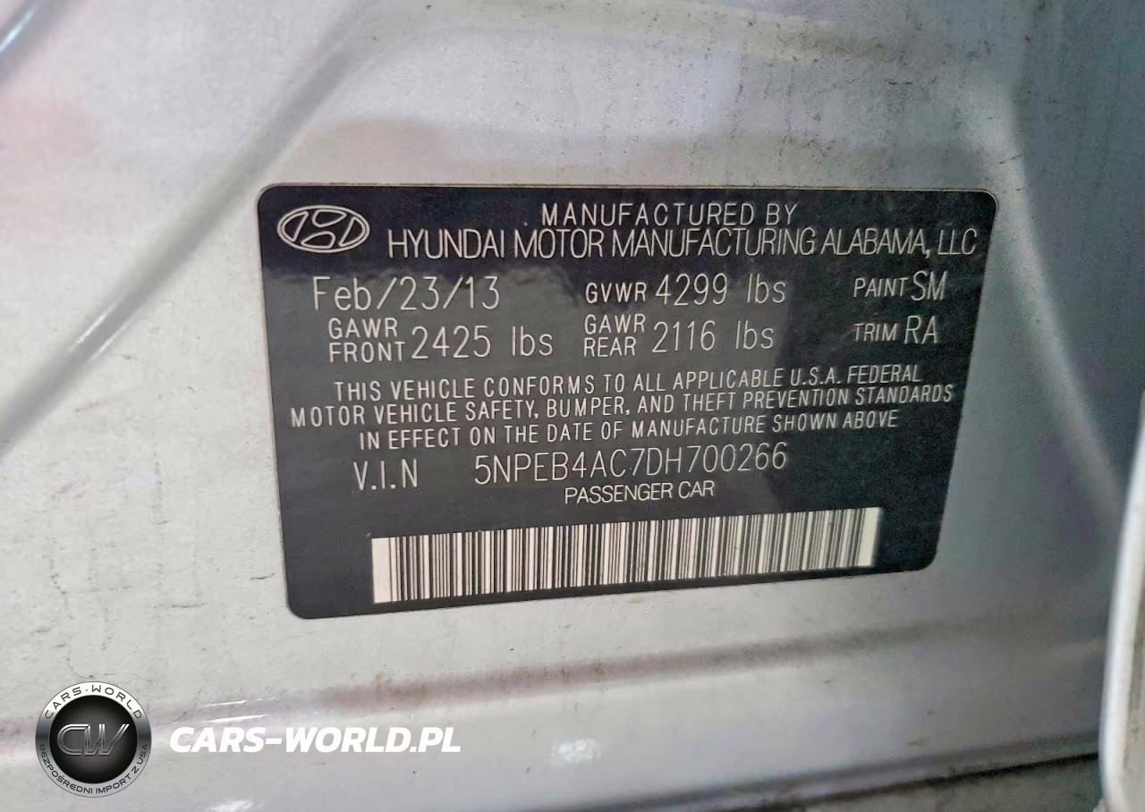 2013 Hyundai Sonata Gls VIN:5NPEB4AC7DH700266 - 13