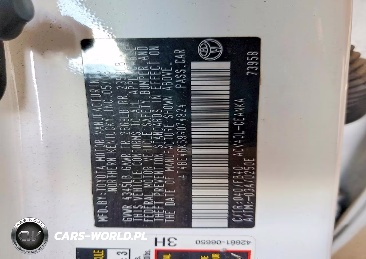 2009 Toyota Camry Le VIN:4T4BE46K59R074824 - 12