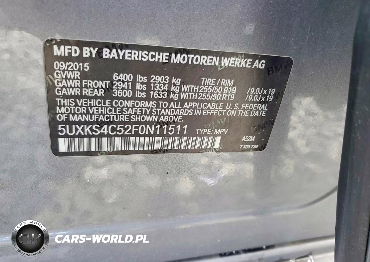 2015 BMW X5 xDrive35D VIN:5UXKS4C52F0N11511 - 14