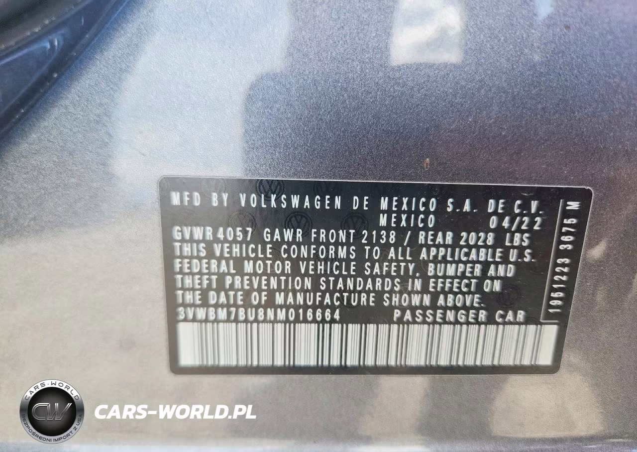 2022 Volkswagen Jetta Sport VIN:3VWBM7BU8NM016664 - 12