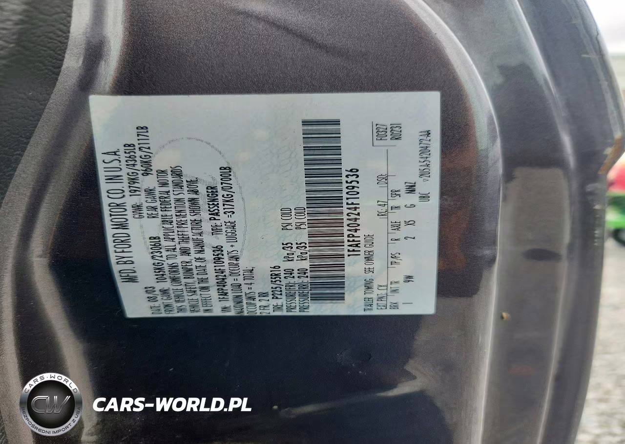 2004 Ford Mustang VIN:1FAFP40424F109536 - 12