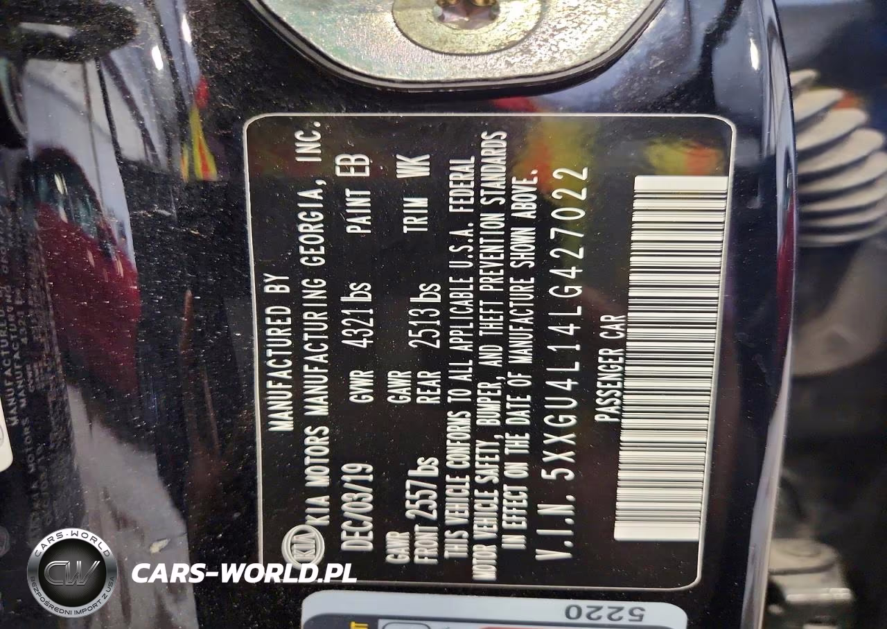 2020 Kia Optima Ex VIN:5XXGU4L14LG427022 - 13