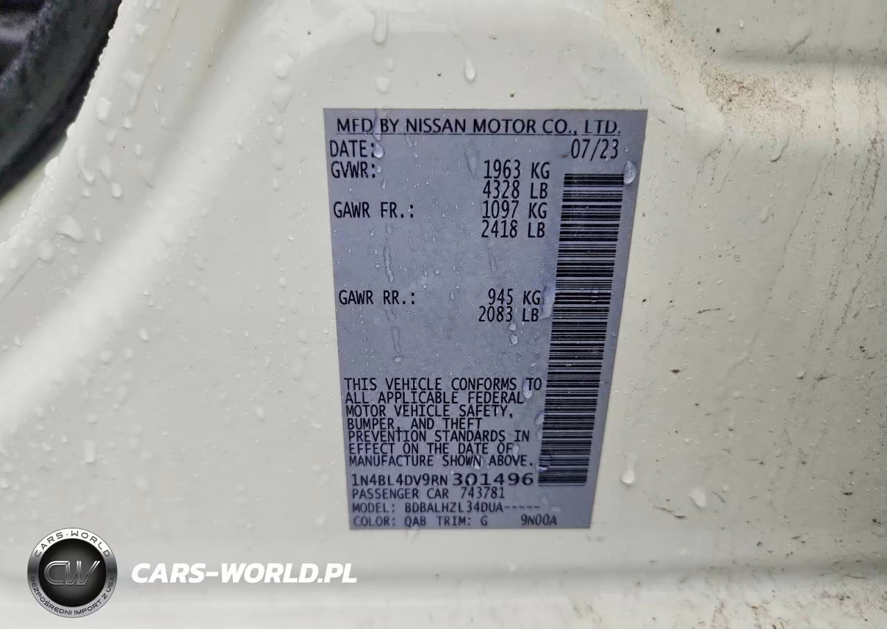 2024 Nissan Altima Sv VIN:1N4BL4DV9RN301496 - 12