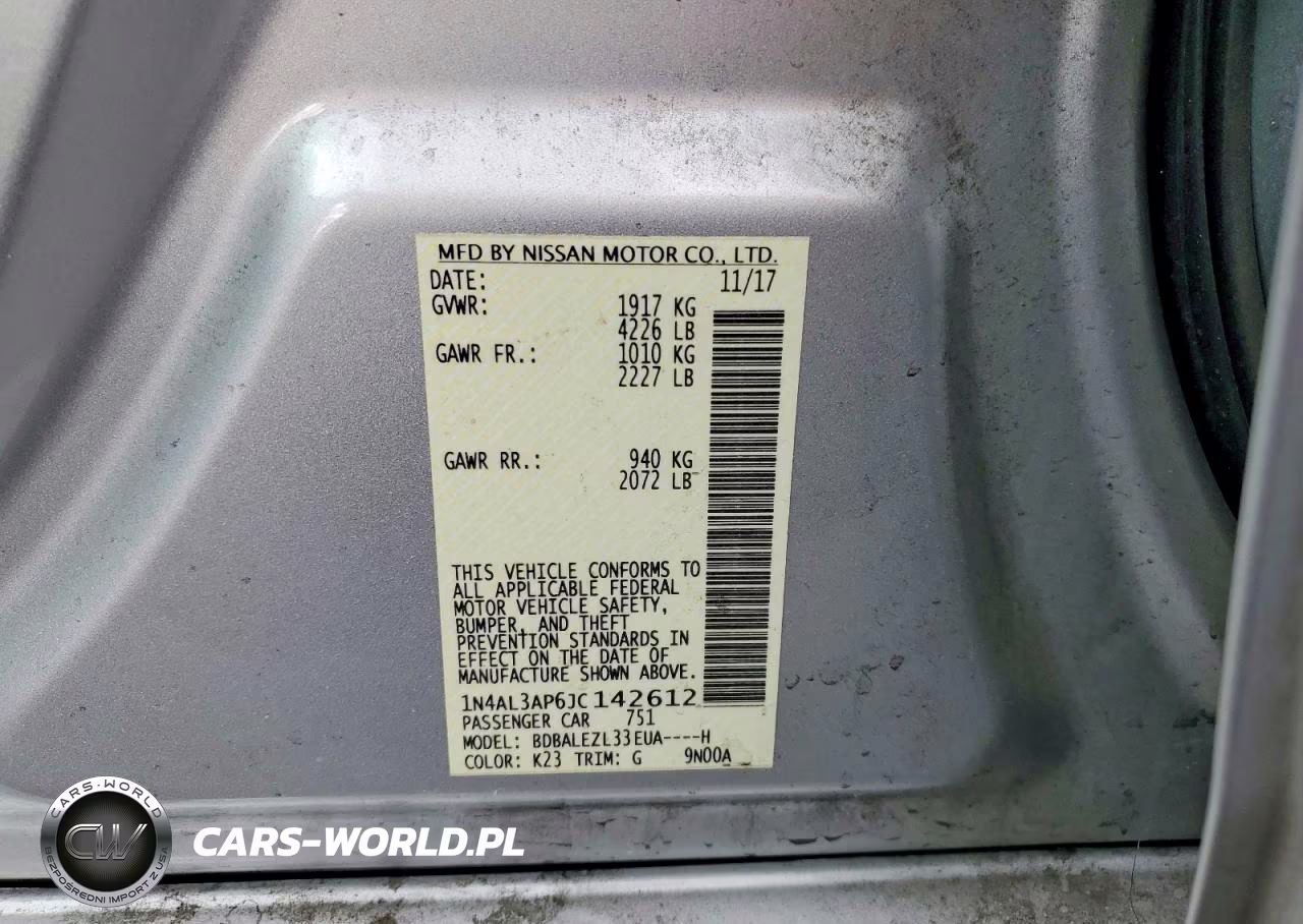 2018 Nissan Altima 2.5 S VIN:1N4AL3AP6JC142612 - 12