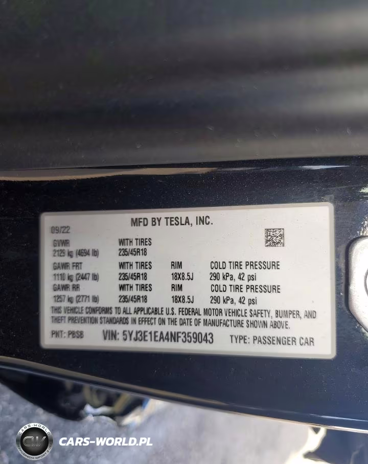 2022 Tesla Model 3 VIN:5YJ3E1EA4NF359043 - 12