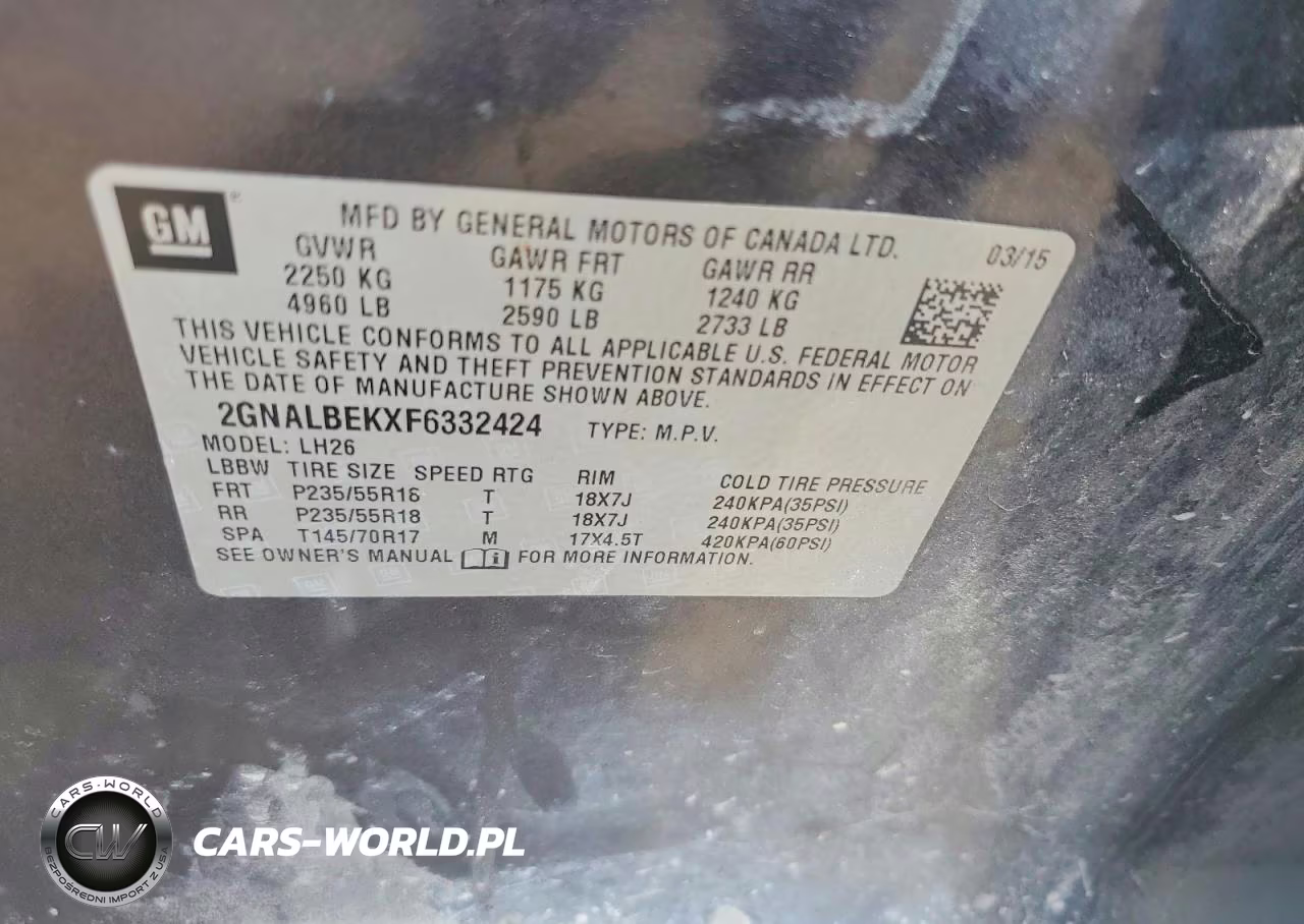 2015 Chevrolet Equinox Lt VIN:2GNALBEKXF6332424 - 13