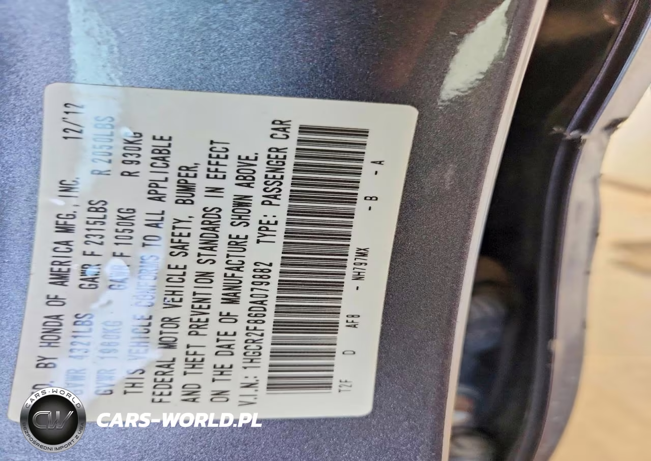 2013 Honda Accord Exl VIN:1HGCR2F86DA079882 - 12