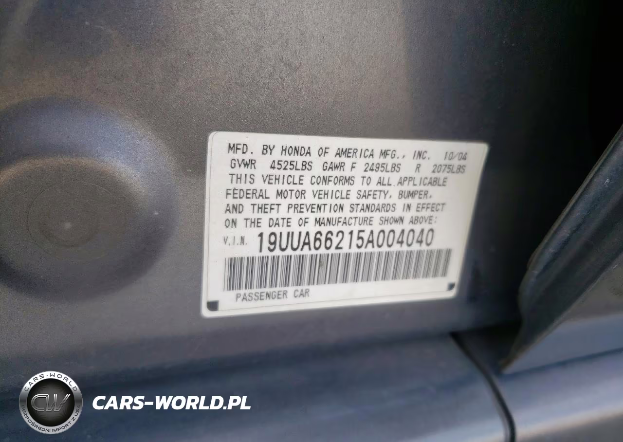 2005 Acura Tl VIN:19UUA66215A004040 - 12