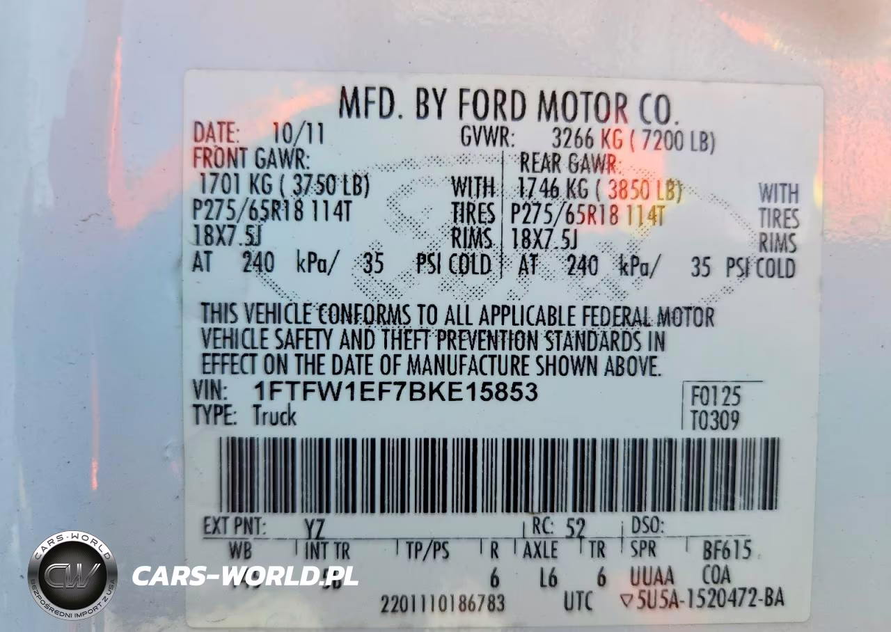 2011 Ford F150 Supercrew VIN:1FTFW1EF7BKE15853 - 12