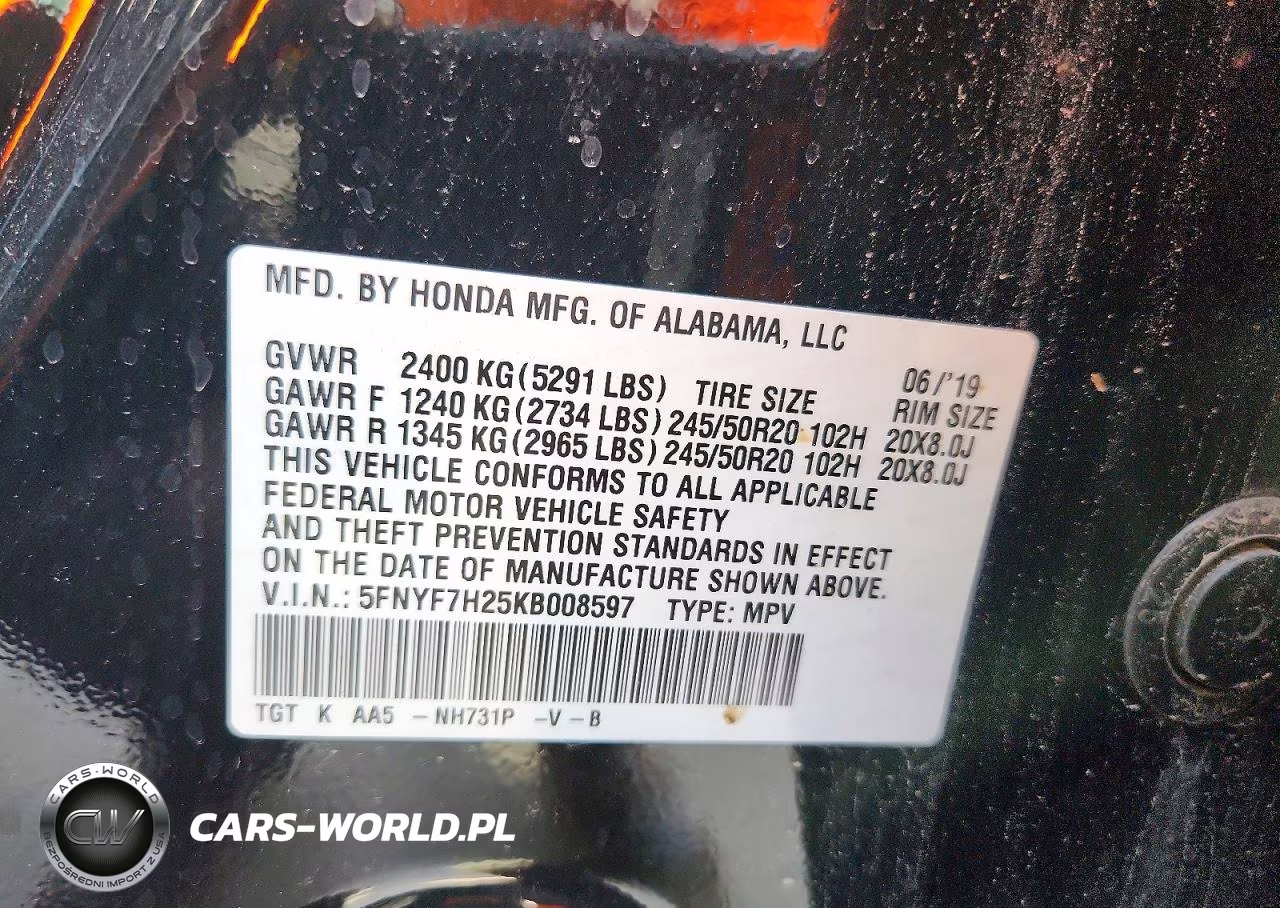 2019 Honda Passport Sport VIN:5FNYF7H25KB008597 - 13