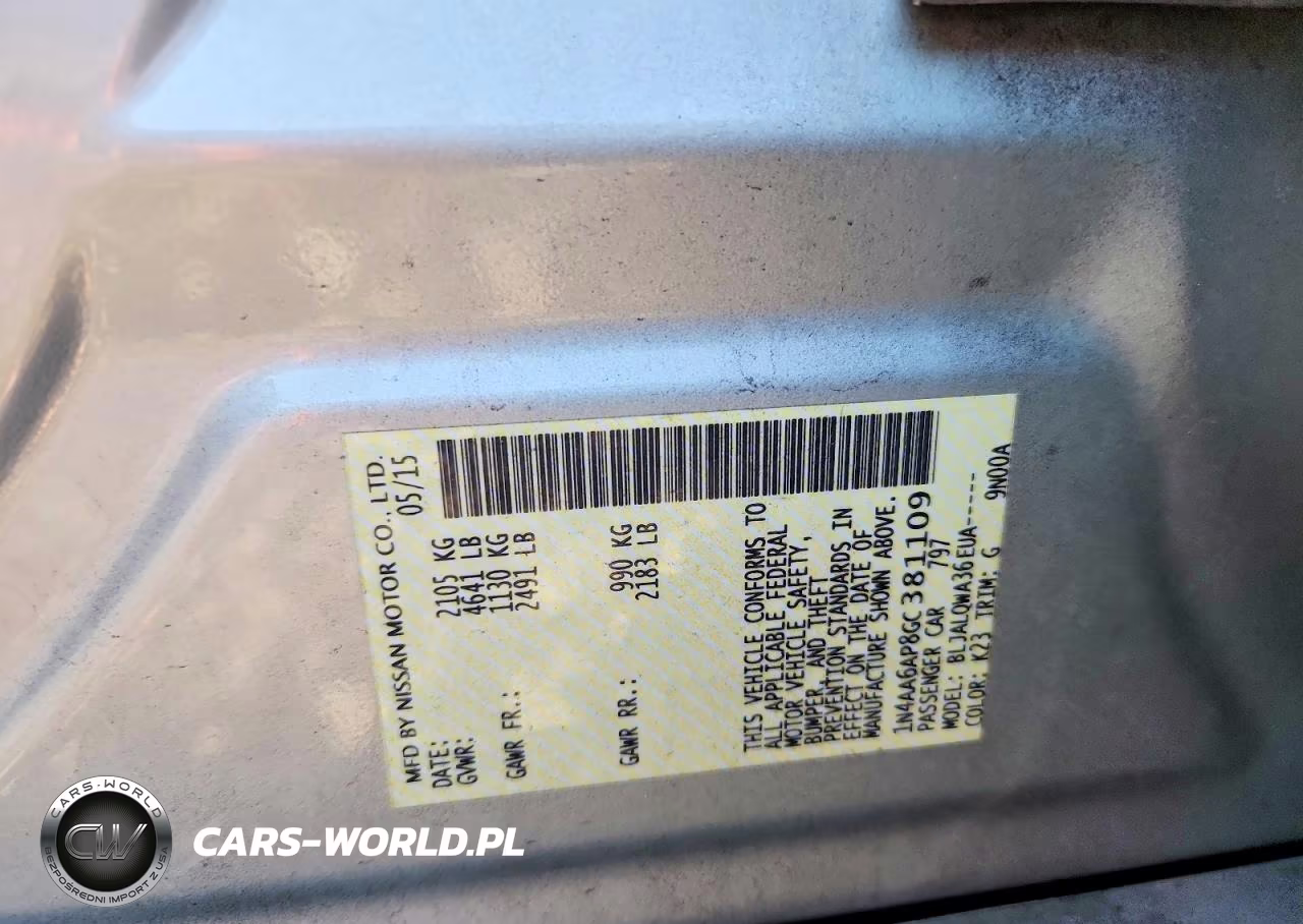 2016 Nissan Maxima 3.5 S VIN:1N4AA6AP8GC381109 - 12