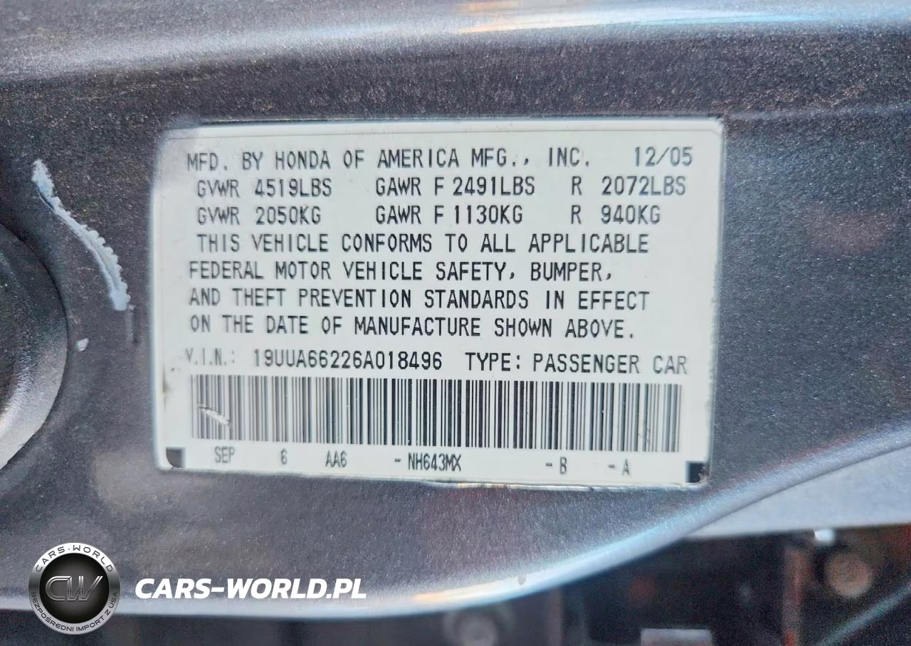 2006 Acura 3.2Tl VIN:19UUA66226A018496 - 12