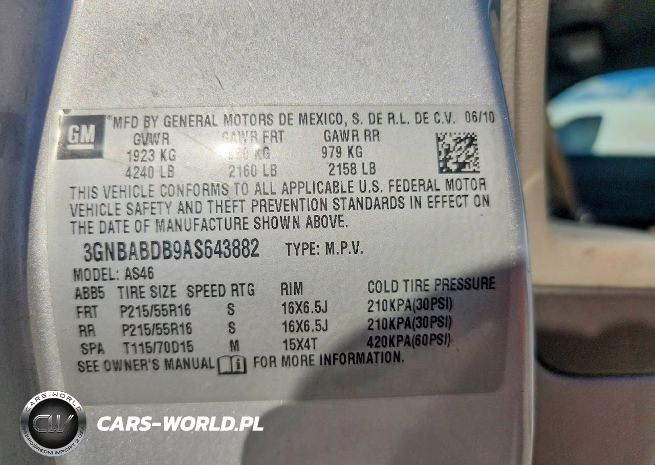 2010 Chevrolet Hhr Lt VIN:3GNBABDB9AS643882 - 12