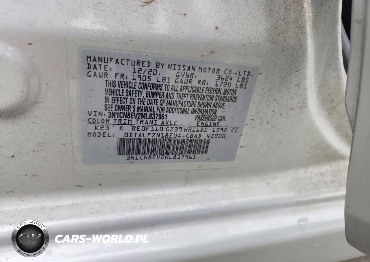 2021 Nissan Versa Sv VIN:3N1CN8EV2ML837961 - 12