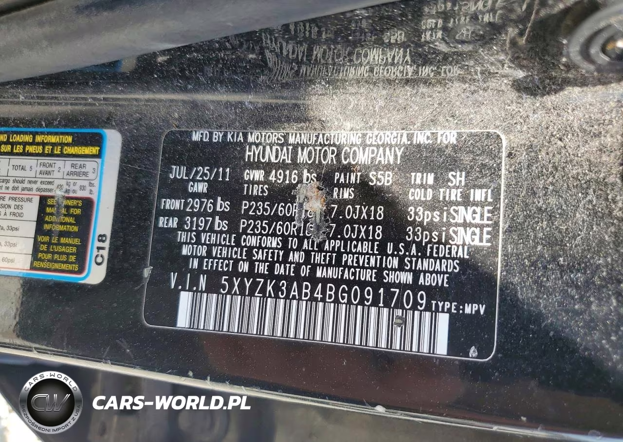 2011 Hyundai Santa Fe Limited VIN:5XYZK3AB4BG091709 - 13