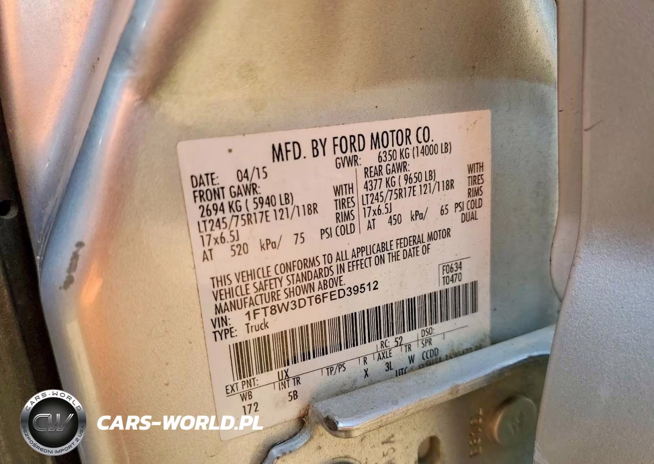 2015 Ford F350 Super Duty VIN:1FT8W3DT6FED39512 - 12