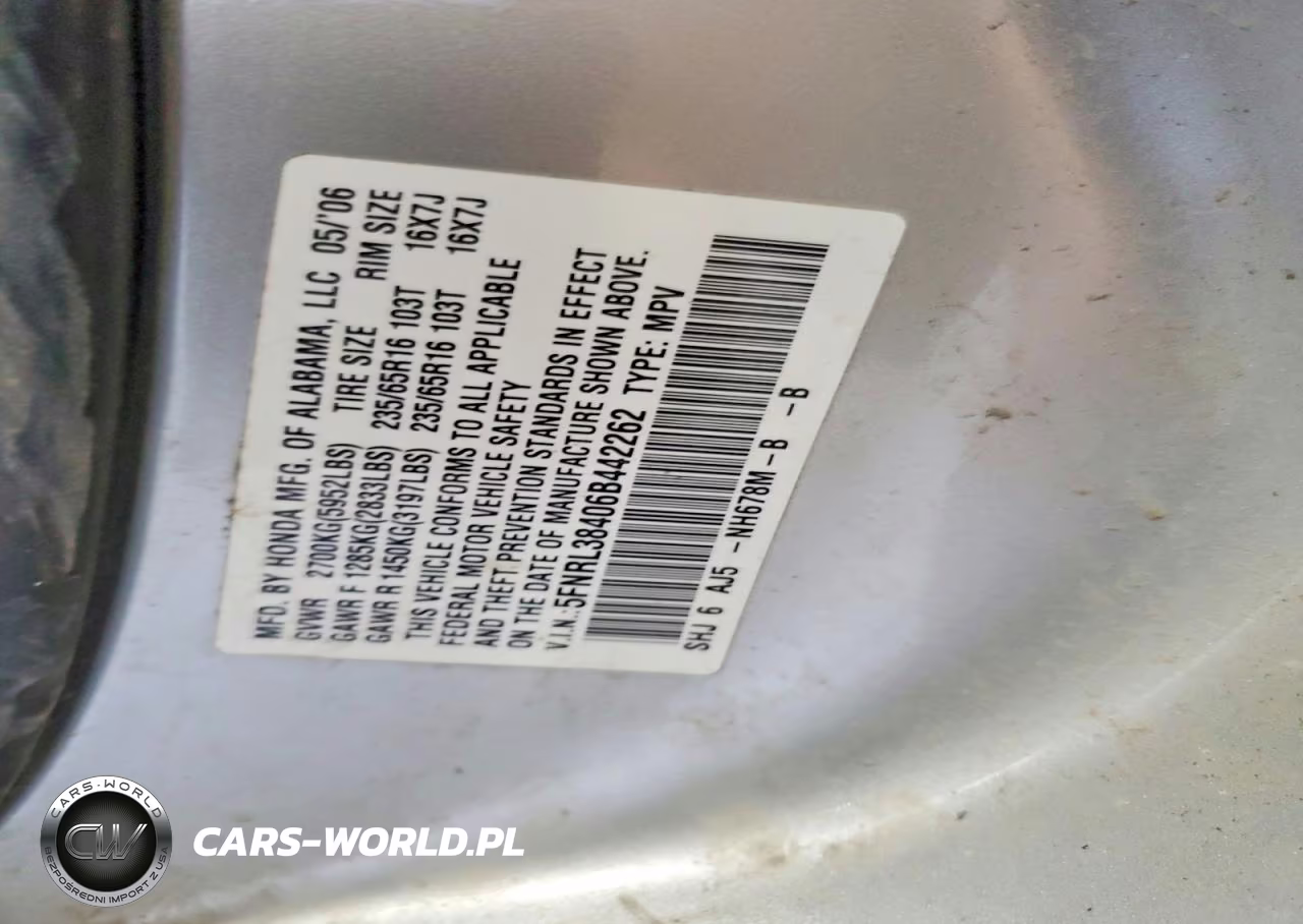 2006 Honda Odyssey Ex VIN:5FNRL38406B442262 - 13