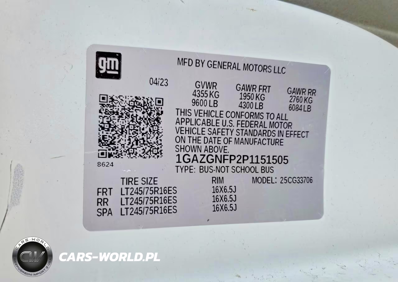 2023 Chevrolet Express G3500 Ls VIN:1GAZGNFP2P1151505 - 14