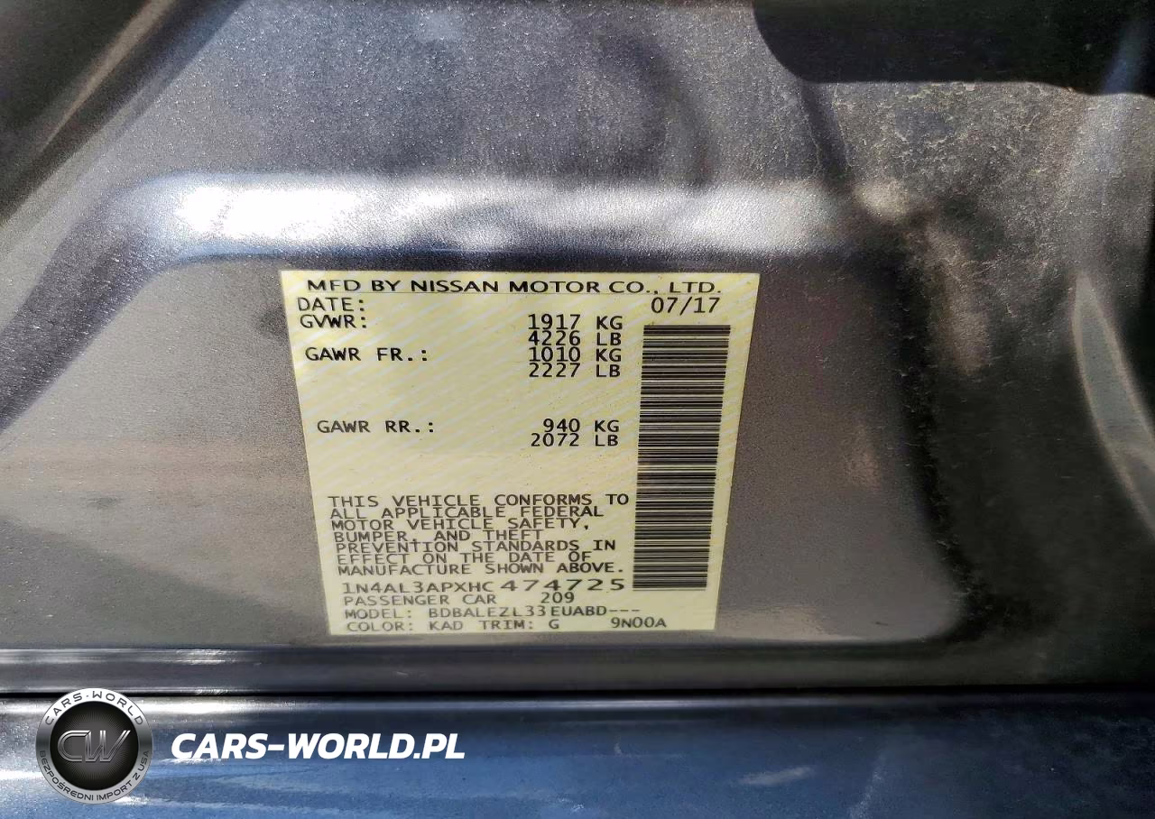NISSAN ALTIMA 2.5 VIN:1N4AL3APXHC474725 - 12