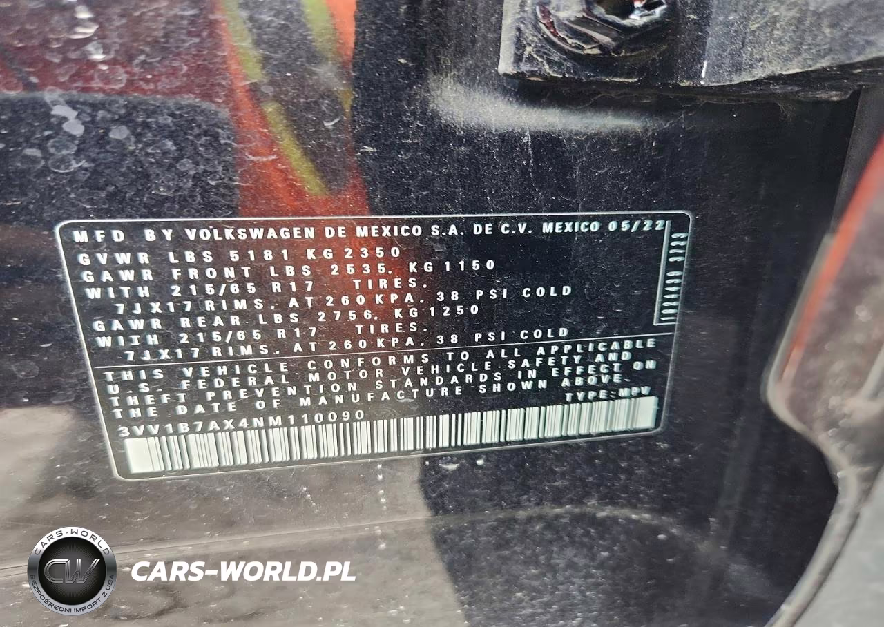 2022 Volkswagen Tiguan S VIN:3VV1B7AX4NM110090 - 12