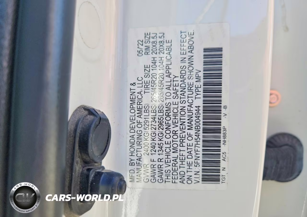 2022 Honda Passport Exl VIN:5FNYF7H54NB004944 - 14