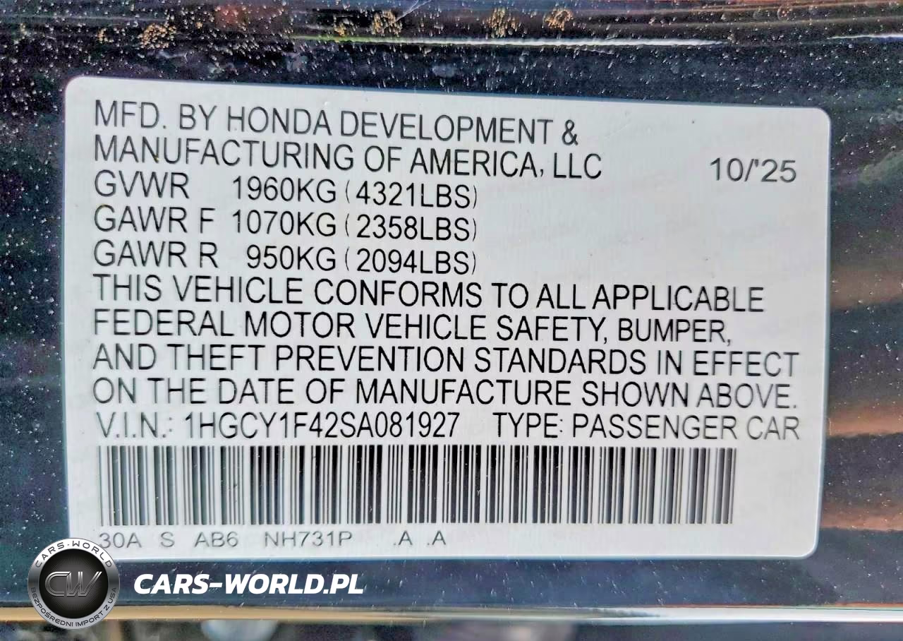 2025 Honda Accord Se VIN:1HGCY1F42SA081927 - 12