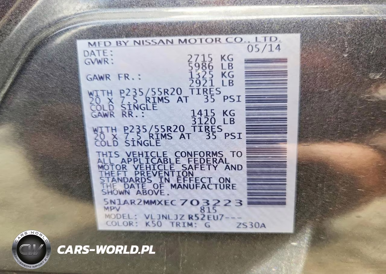2014 Nissan Pathfinder Platinum VIN:5N1AR2MMXEC703223 - 14