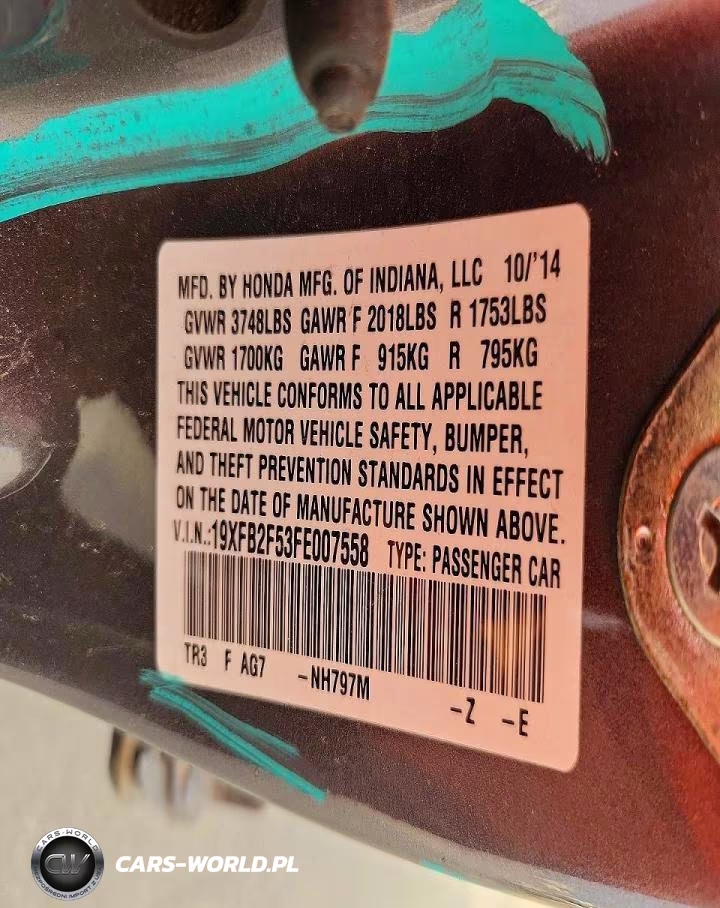 2015 Honda Civic Lx VIN:19XFB2F53FE007558 - 13