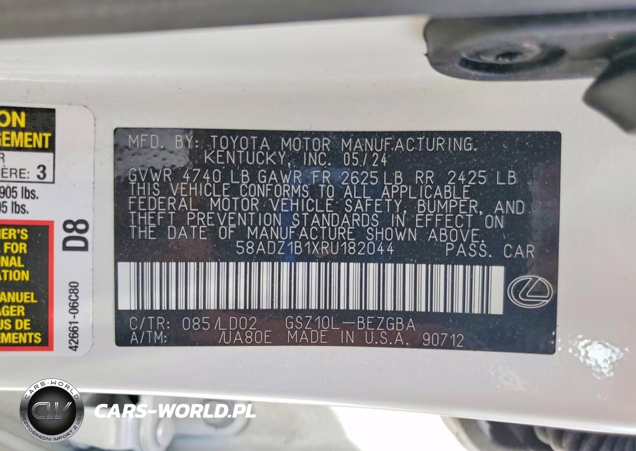 2024 Lexus Es 350 Base VIN:58ADZ1B1XRU182044 - 12