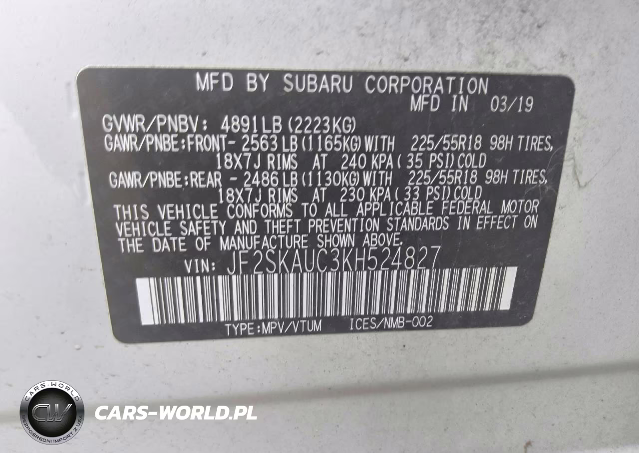 2019 Subaru Forester Limited VIN:JF2SKAUC3KH524827 - 13