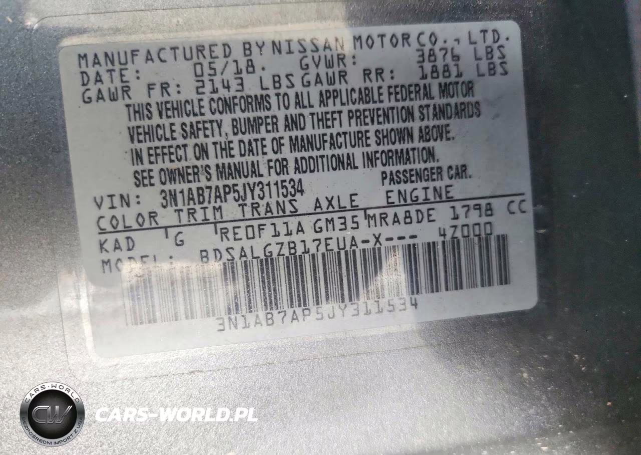 2018 Nissan Sentra Sl VIN:3N1AB7AP5JY311534 - 13