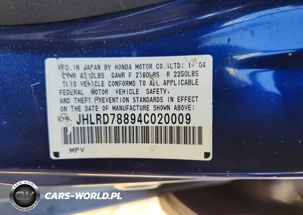 2004 Honda Cr-V Ex VIN:JHLRD78894C020009 - 13