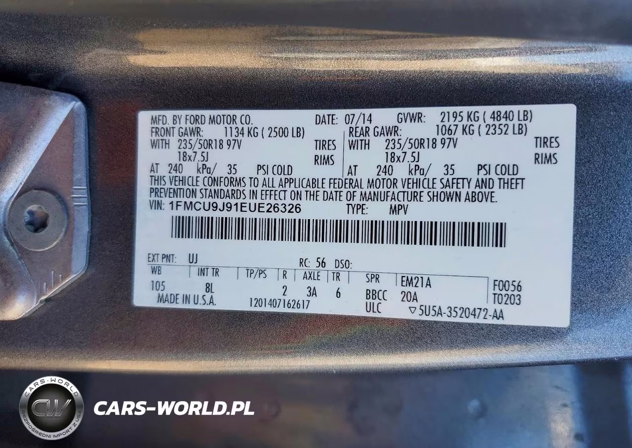 2014 Ford Escape Titanium VIN:1FMCU9J91EUE26326 - 13