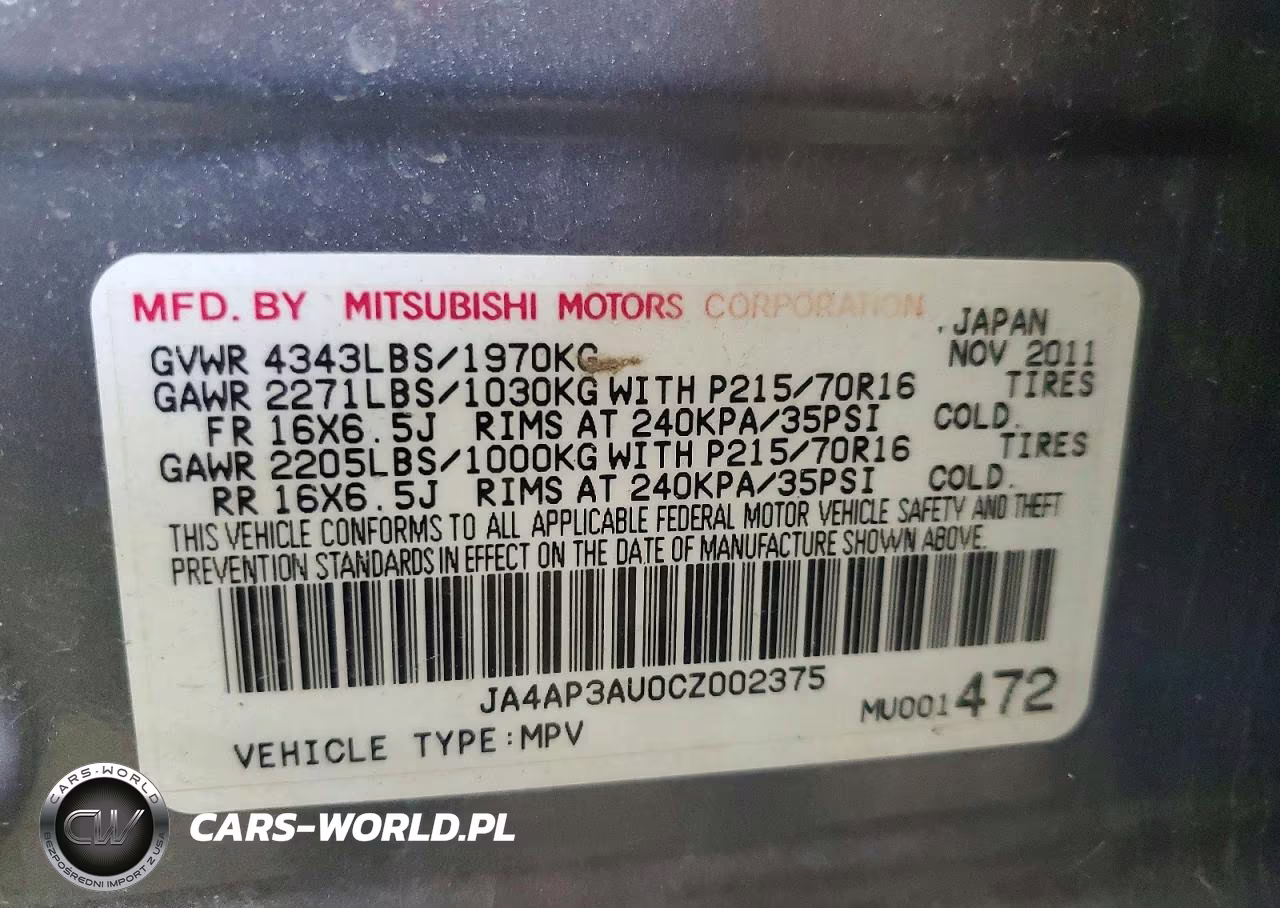 2012 Mitsubishi Outlander Sport Es VIN:JA4AP3AU0CZ002375 - 13