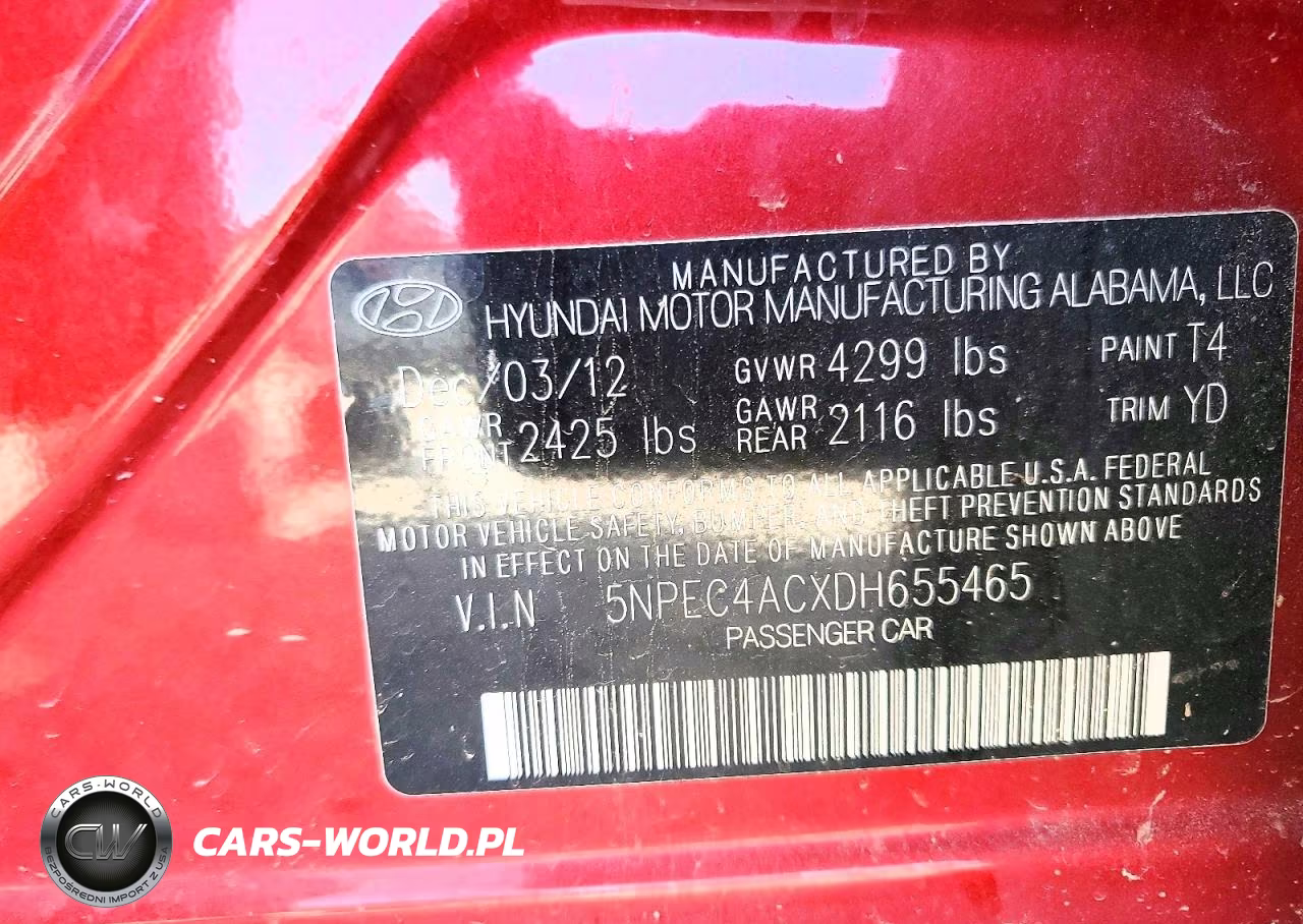 2013 Hyundai Sonata Limited VIN:5NPEC4ACXDH655465 - 13