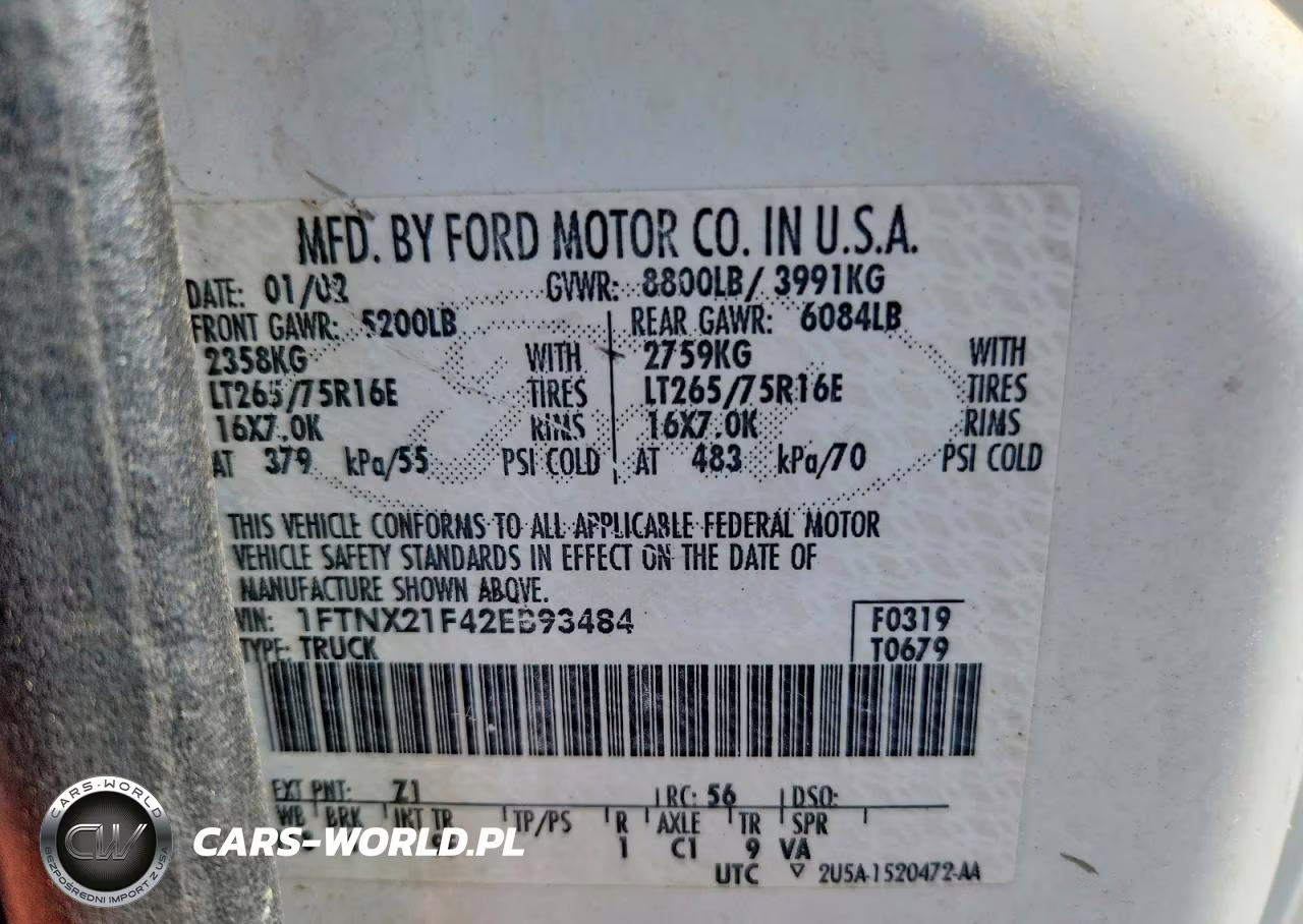 2002 Ford F250 Super Duty VIN:1FTNX21F42EB93484 - 13