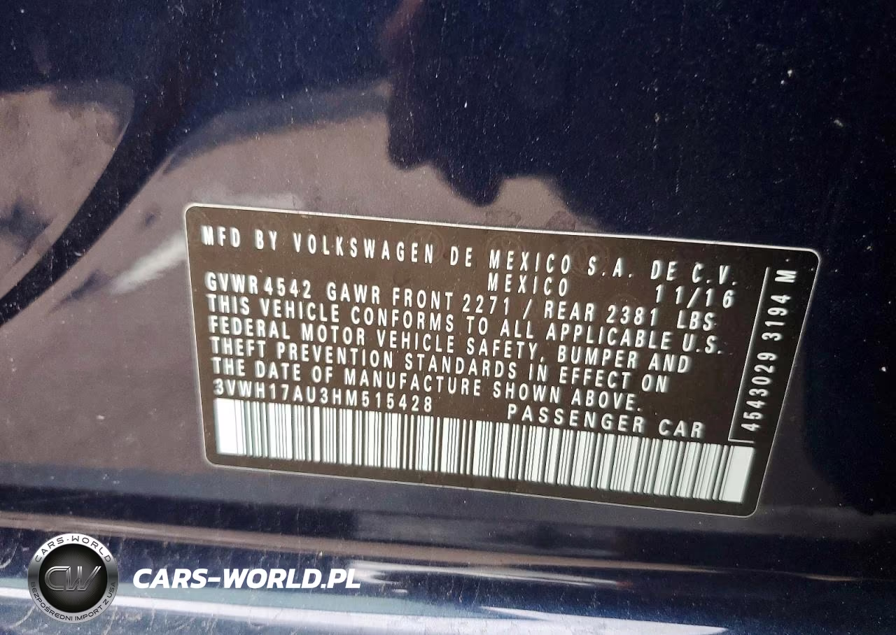 2017 Volkswagen Golf Alltrack S VIN:3VWH17AU3HM515428 - 12