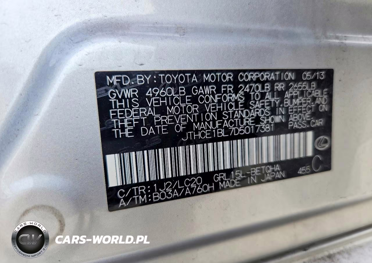 2013 Lexus Gs 350 VIN:JTHCE1BL7D5017381 - 12