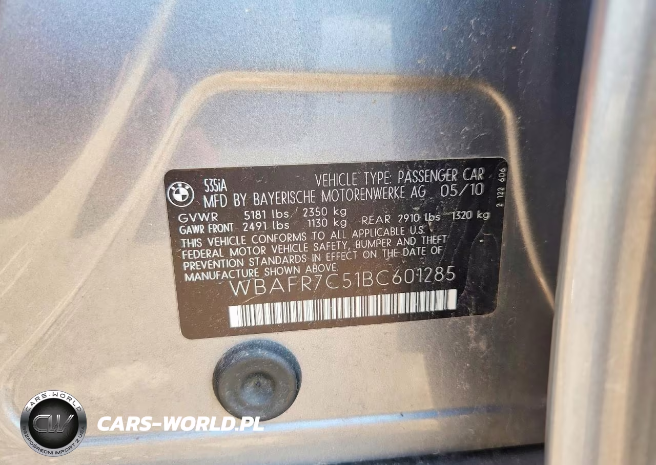 2011 BMW 535 I VIN:WBAFR7C51BC601285 - 12