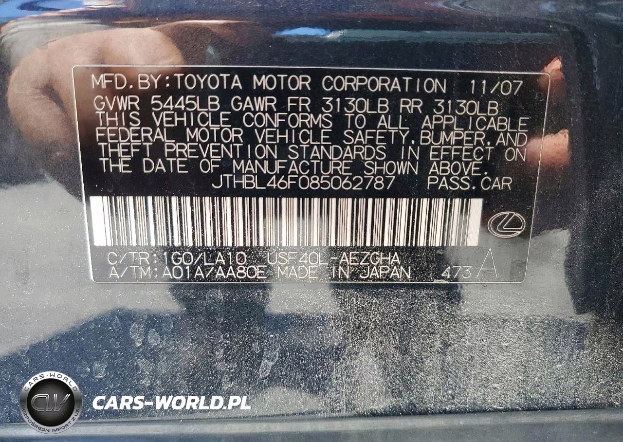 2008 Lexus Ls 460 VIN:JTHBL46F085062787 - 12