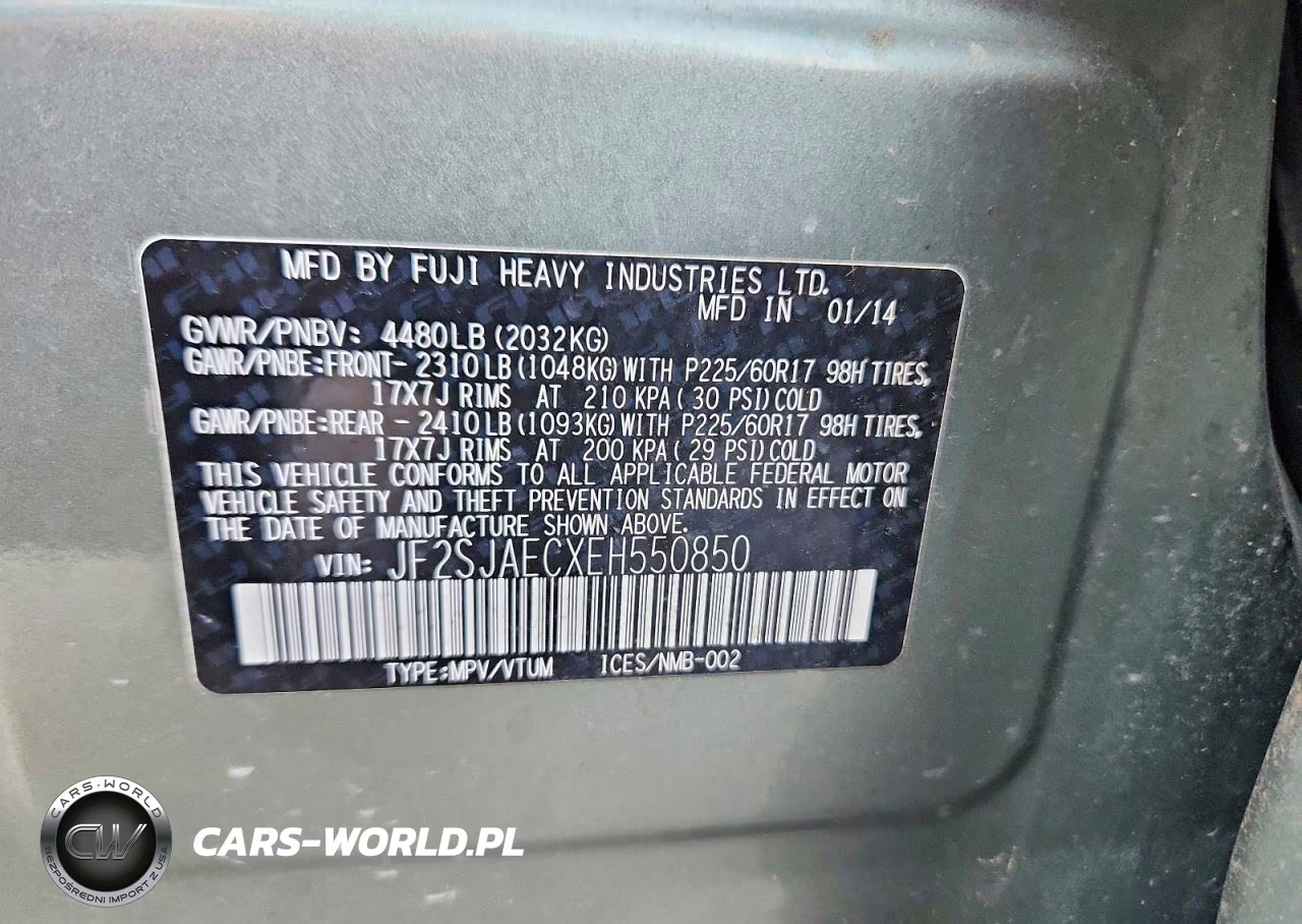 2014 Subaru Forester 2.5I Premium VIN:JF2SJAECXEH550850 - 13