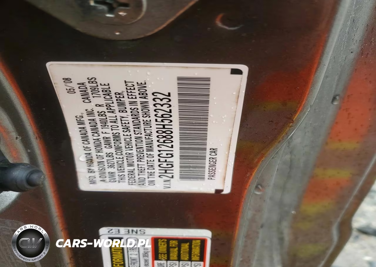2008 Honda Civic Lx VIN:2HGFG12688H562332 - 12