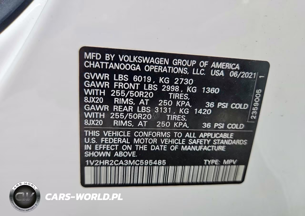 2021 Volkswagen Atlas Se VIN:1V2HR2CA3MC595485 - 13