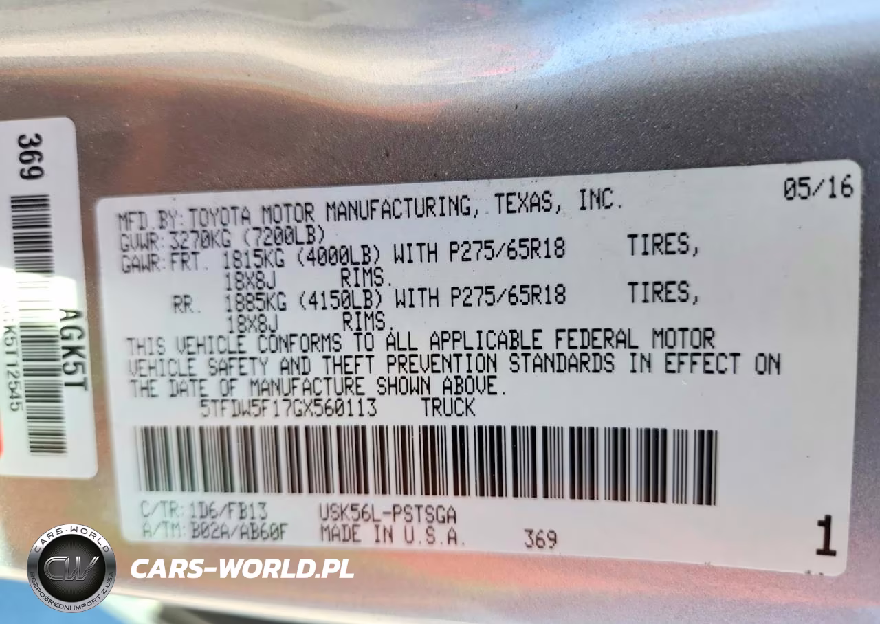 2016 Toyota Tundra Sr5 VIN:5TFDW5F17GX560113 - 13