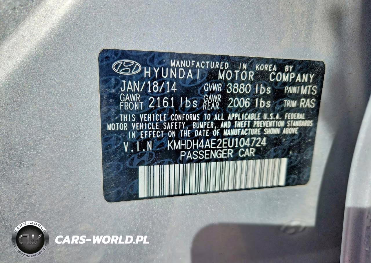 2014 Hyundai Elantra Se VIN:KMHDH4AE2EU104724 - 12