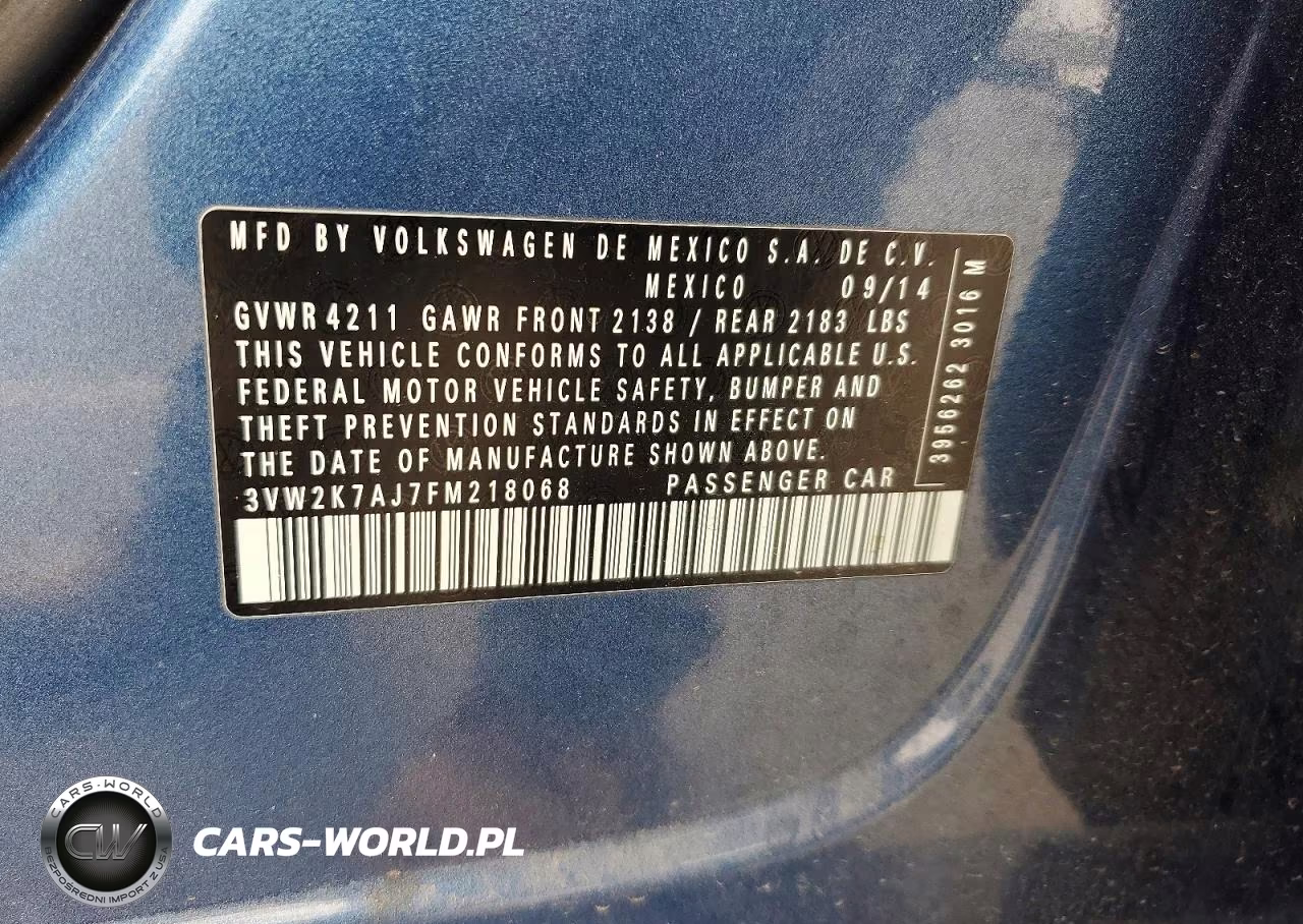 2015 Volkswagen Jetta Base VIN:3VW2K7AJ7FM218068 - 13